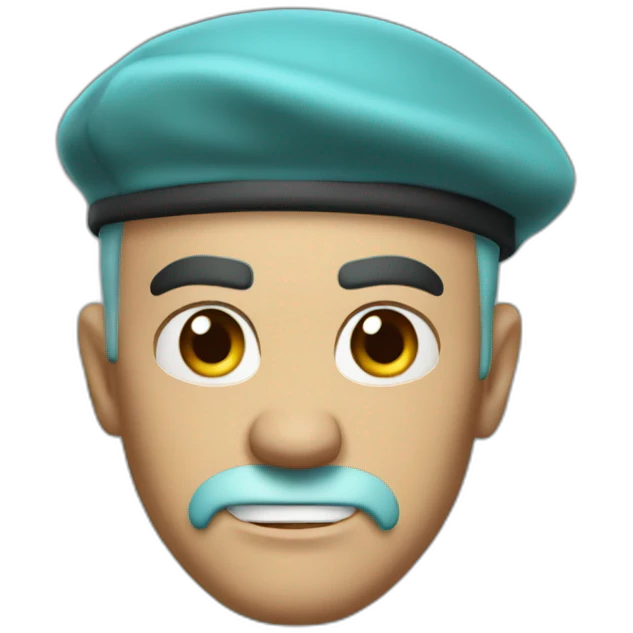 cyan beret bald angry 50 years old emoji