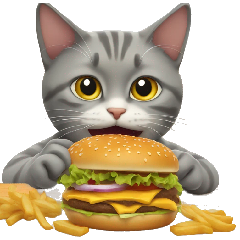cat eating burger emoji