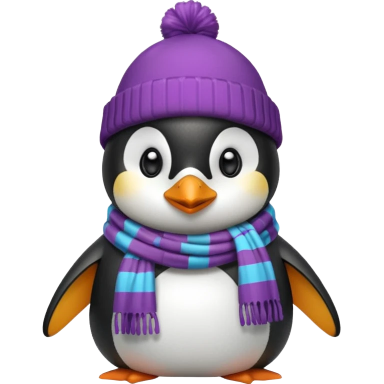 Winter penguin wearing winter clothes with winter background emoji
