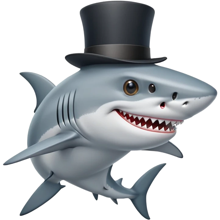 Shark with a top hat emoji