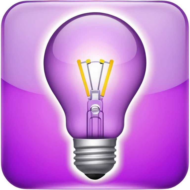 Create a glowing light bulb icon in shades of purple. Convey ideas and innovation. Keep it simple and clear. emoji