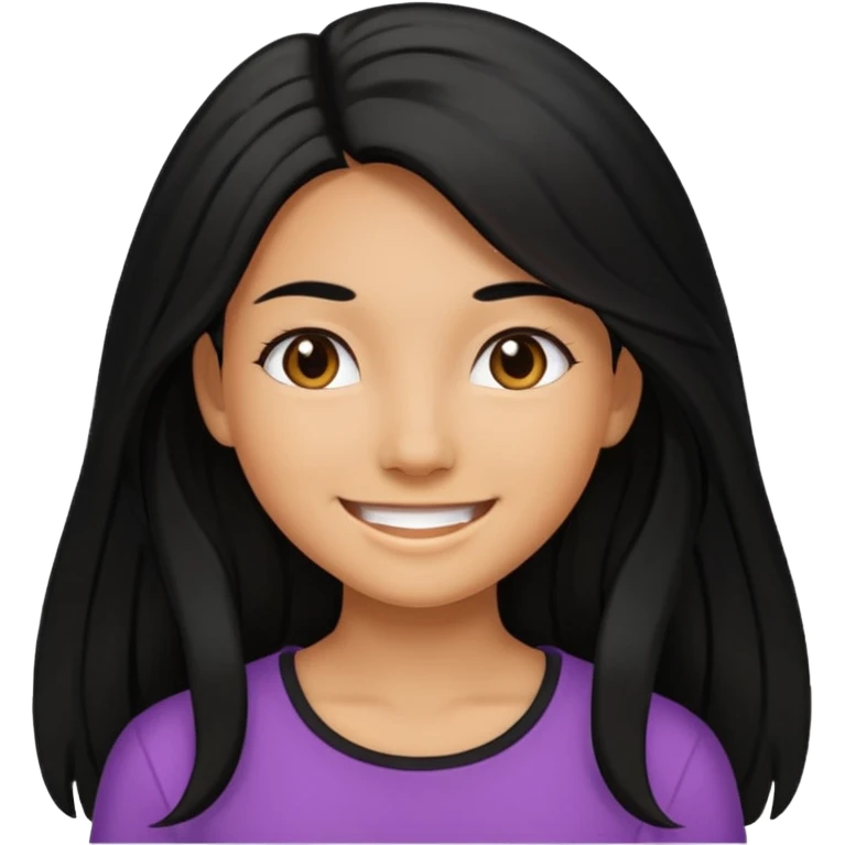 tan skin girl with long black hair smiling emoji