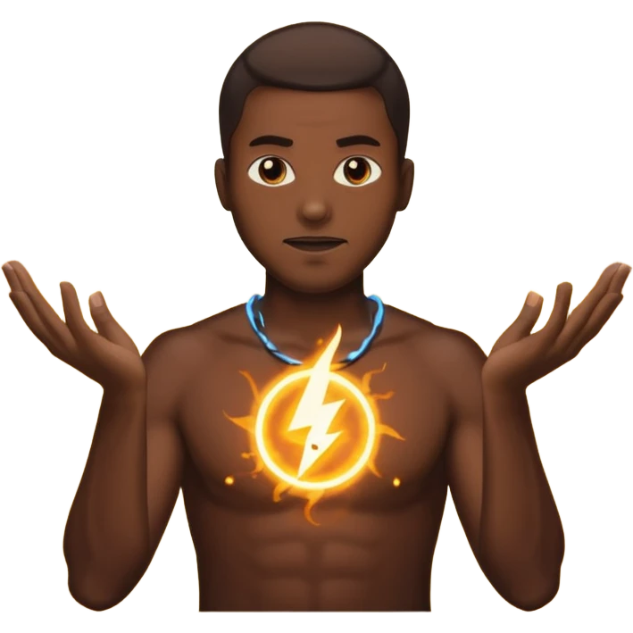 black man summoning electric emoji