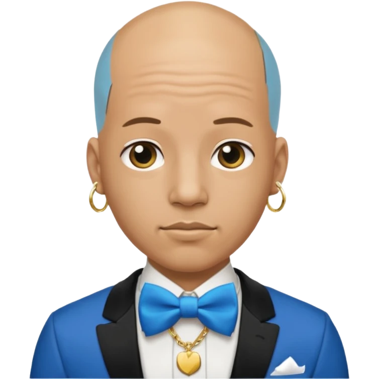 Bald with blue bow tie, rapper emoji