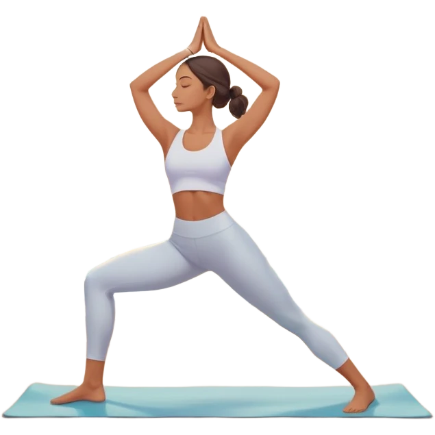 A peaceful person practicing yoga on a calm sea beach at sunrise, in a serene meditative pose. Soft pastel colors surround the scene, with gentle waves in the background and smooth, flowing lines representing balance and tranquility. The atmosphere feels centered and mindful. emoji