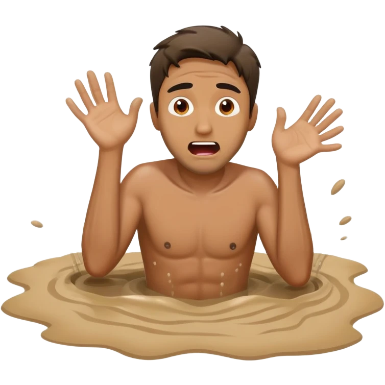 a handsome 40yo man sinking in quicksands emoji