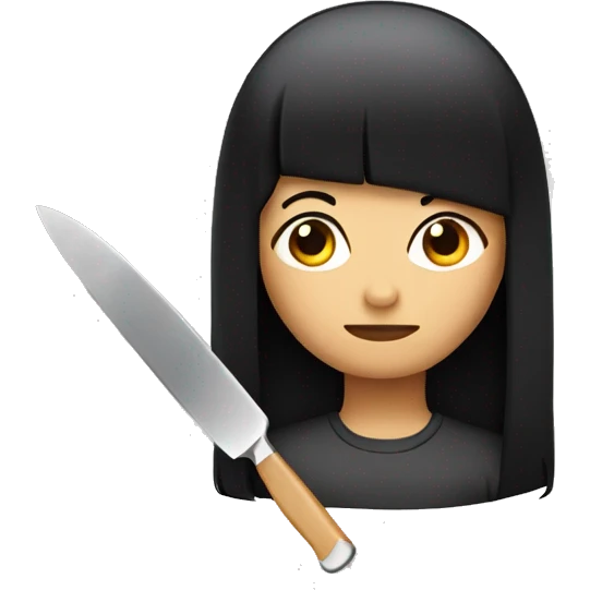 black hair with plastic knife  emoji