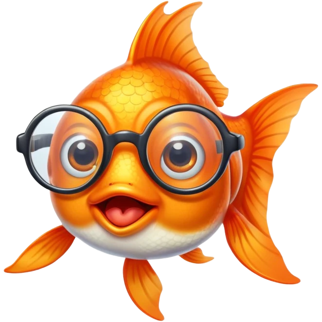 funny goldfish with eyeglasses emoji
