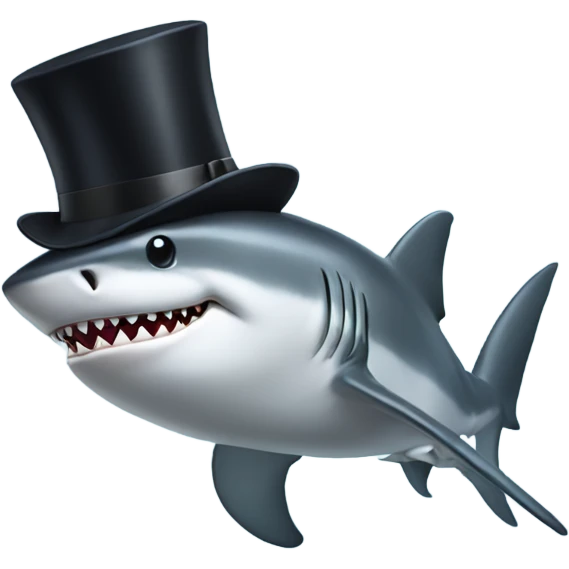 Shark with a top hat emoji