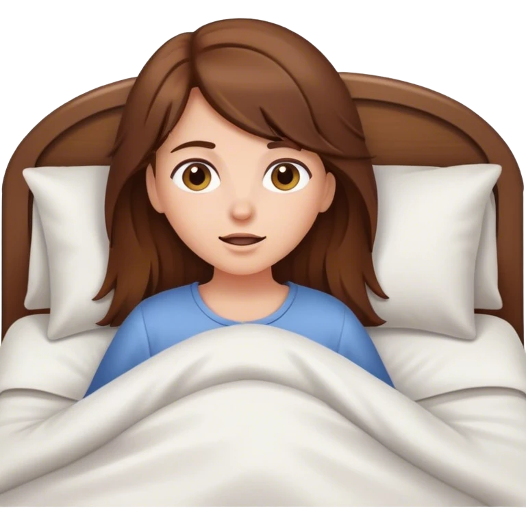 Girl with brown hair waking up out of bed emoji