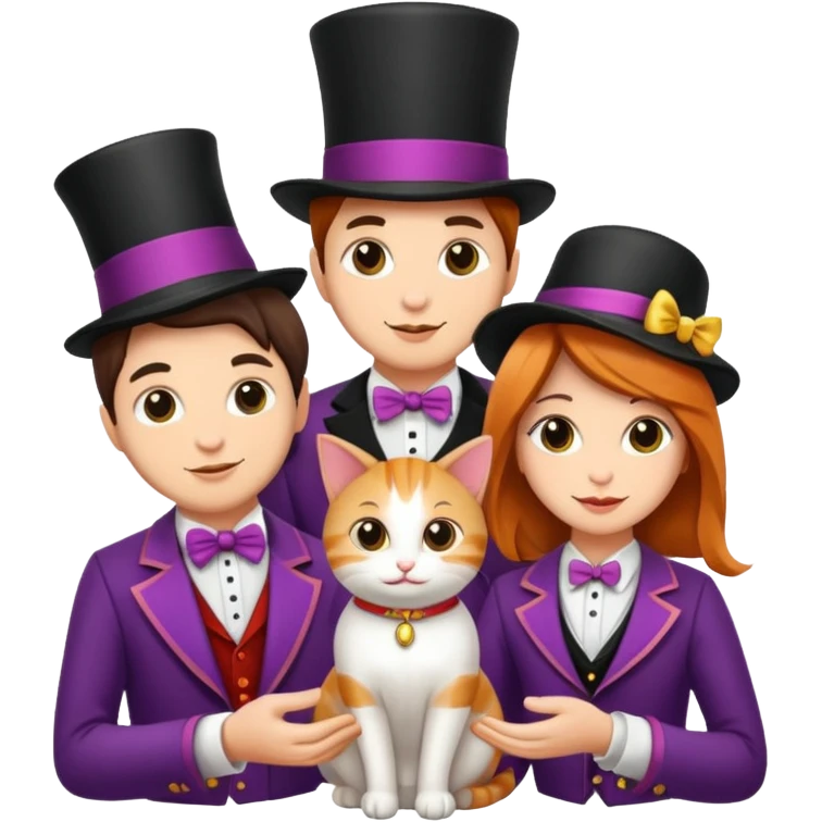 magician couple and their pet cat emoji