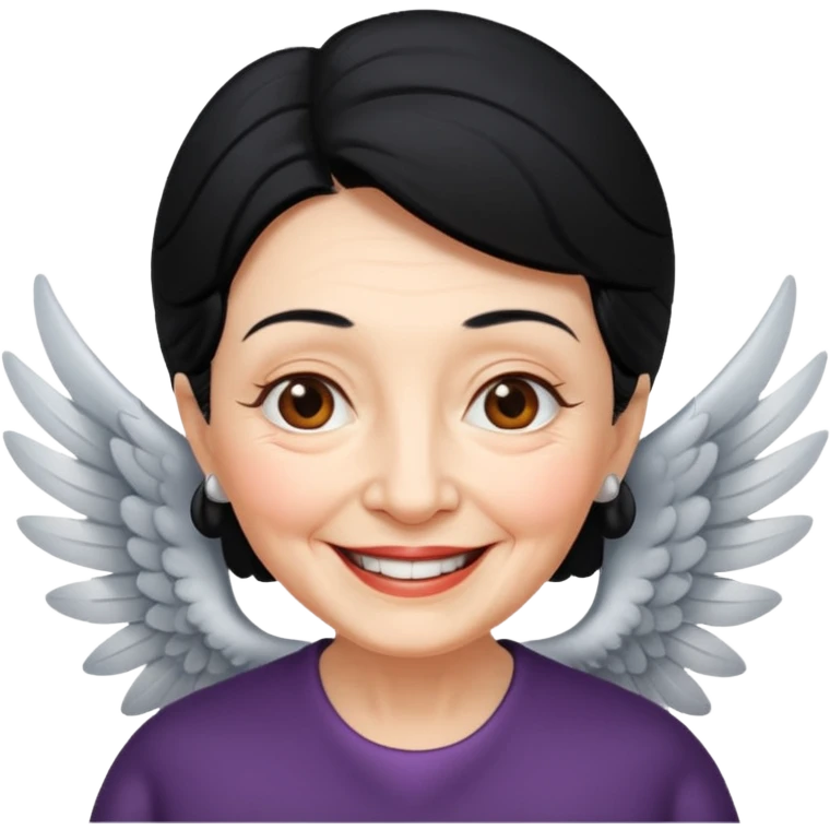 Angel Old Lady with wings black hair emoji