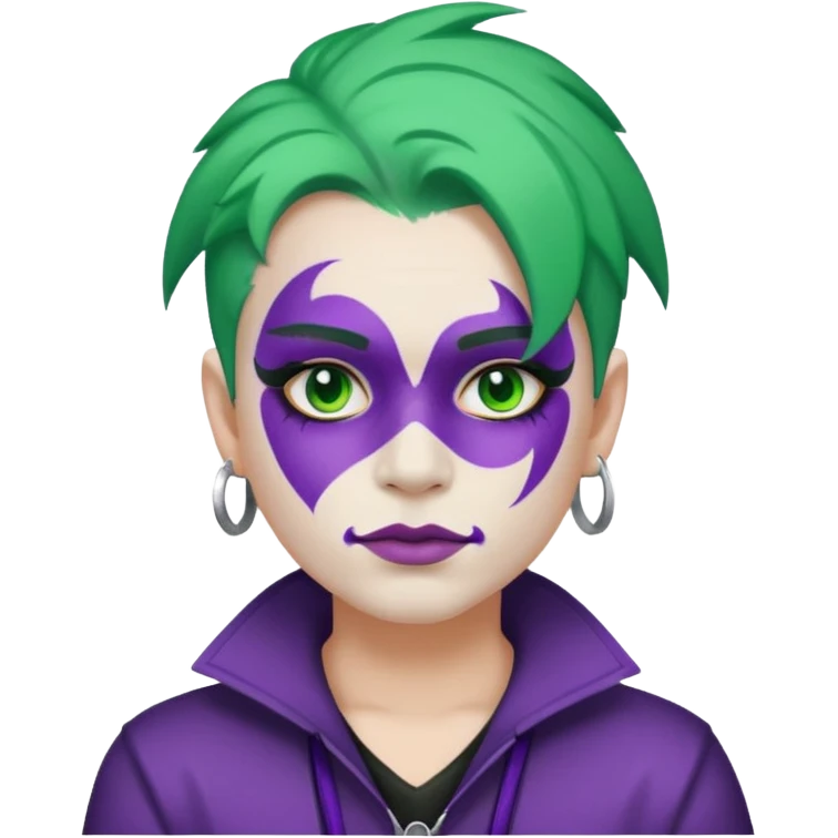 Glitter Purple and White Joker Gangster Green Hair emoji