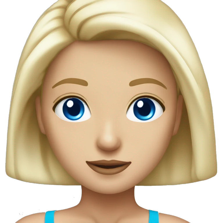 Blonde girl blue eyes bikini top emoji