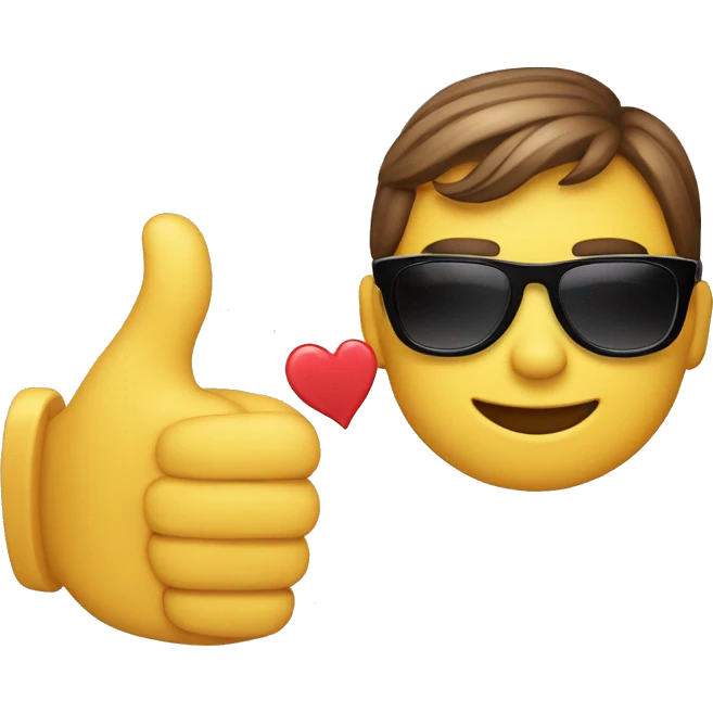 thumbs up emoji represents the "like," the face throwing a kiss emoji represents the "kiss," and the sunglasses emoji adds a cool and stylish touch to the message. emoji