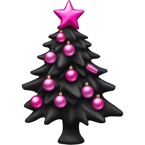 black christmas tree with pink ornaments  emoji