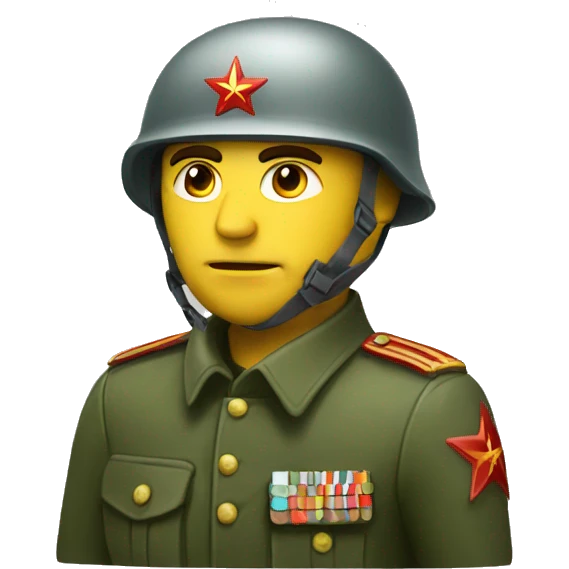 ussr soldier serious with military helmet emoji