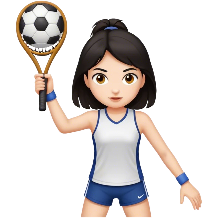 A girl with dark hair does sports emoji