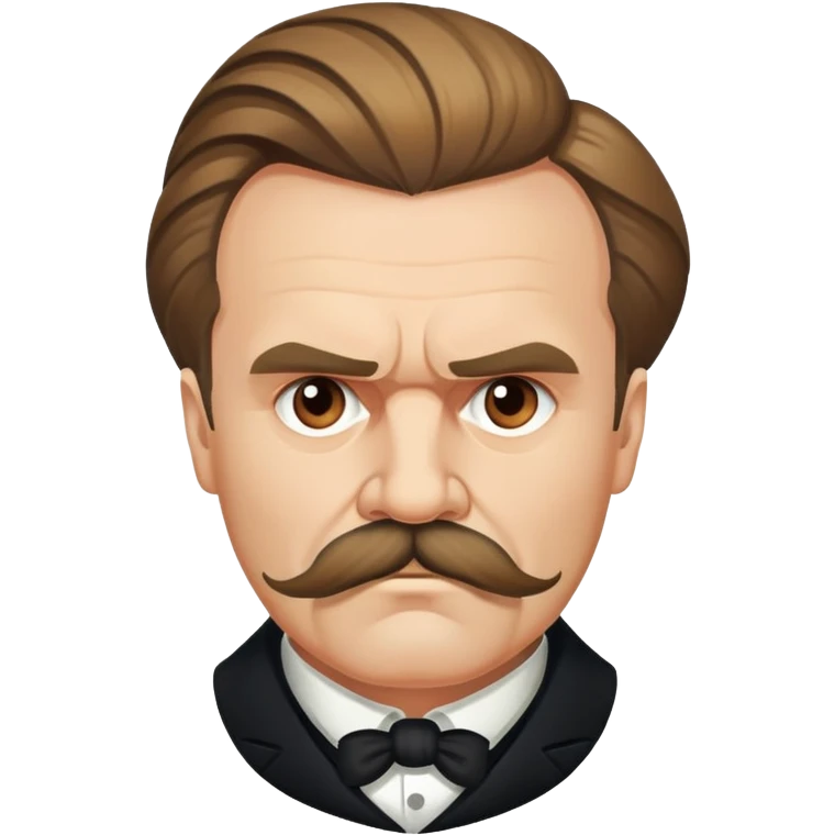 Friedrich Nietzsche with his iconic mustache and serious expression, philosopher emoji