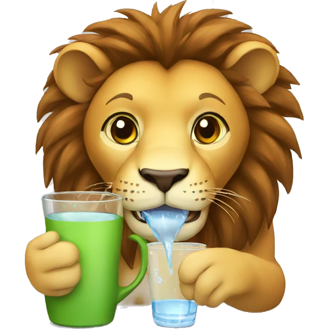 lion with cup of water emoji