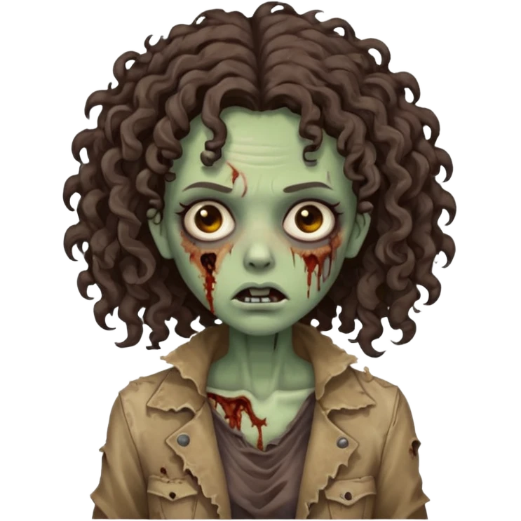 zombie woman with curly, slightly voluminous dark brown hair  emoji