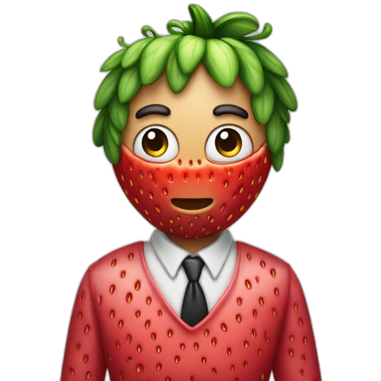strawberry scamming who look like a human on a laptot emoji