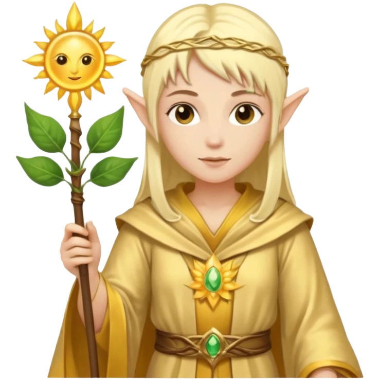 {
      "type": "human",
      "look": "light elf healer, golden robe, staff with leaf and sun",
      "description": "a light elf healer wearing a golden robe and holding a staff with leaf and sun symbols"
    } emoji