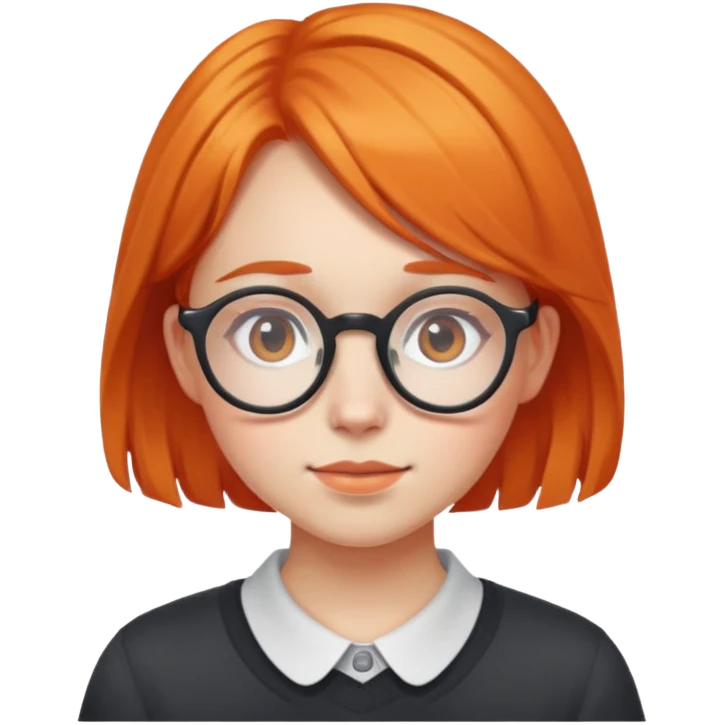 orangehaired shy nerd girl with round glasses emoji