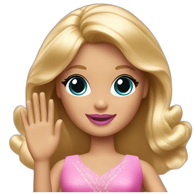Barbie waving emoji