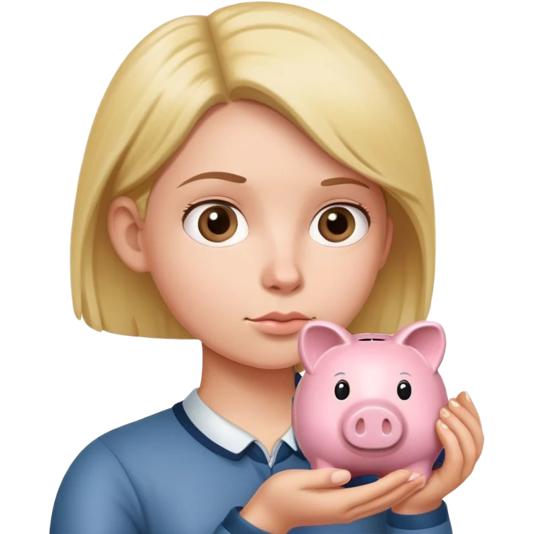 holding a piggy bank and looking thoughtful emoji