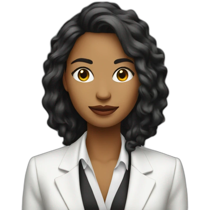 Mujer blanca pelo negro largo emprendedora con blazer emoji