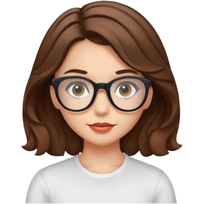 Pretty girl with sport brown wave hair with black glasses emoji