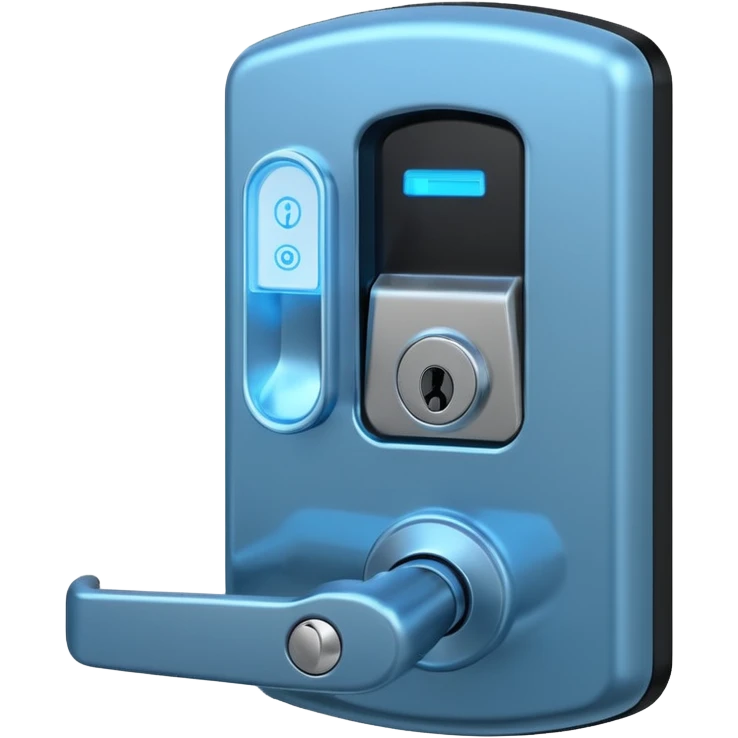 Electronic Door Lock System with card insert in line hole and blue light emoji