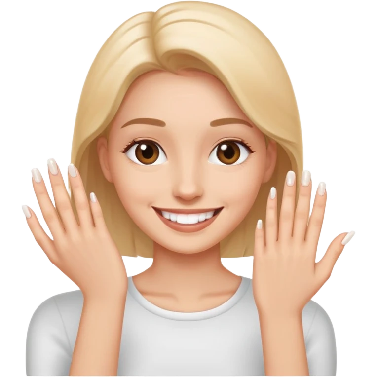 a person showing clean, trimmed nails, smiling, simple and expressive emoji