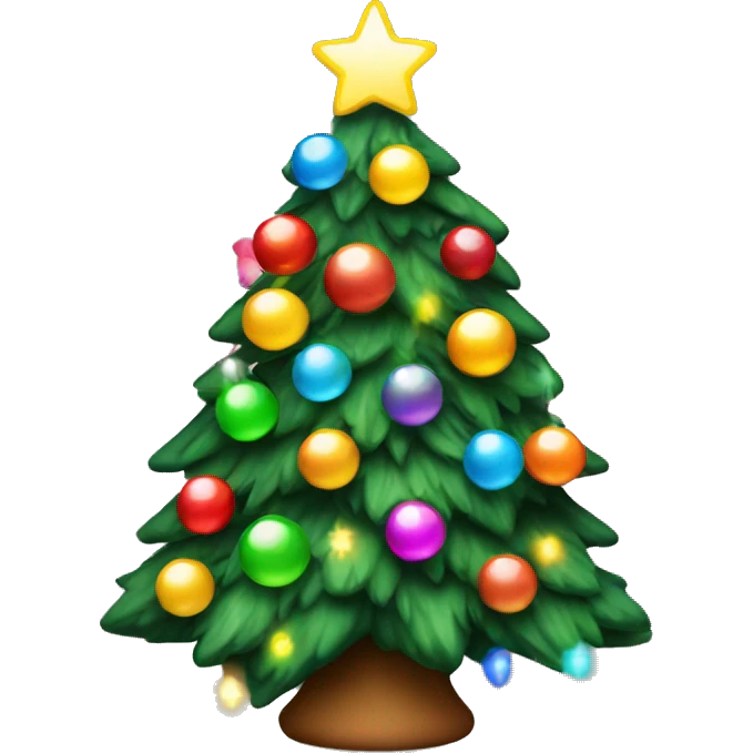 cute christmas tree with colorful lights emoji