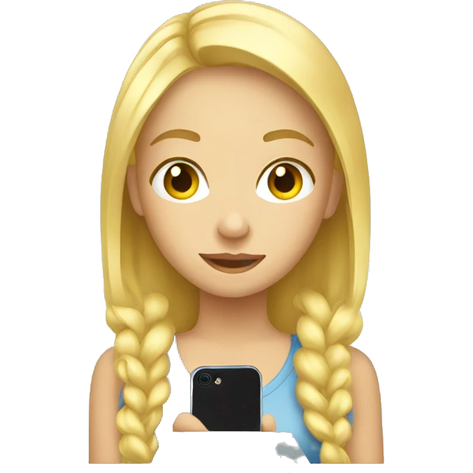 blonde girl with phone reflection emoji
