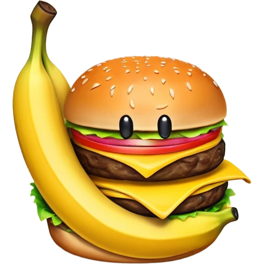 огромный банан в бургере вместо котлеты emoji