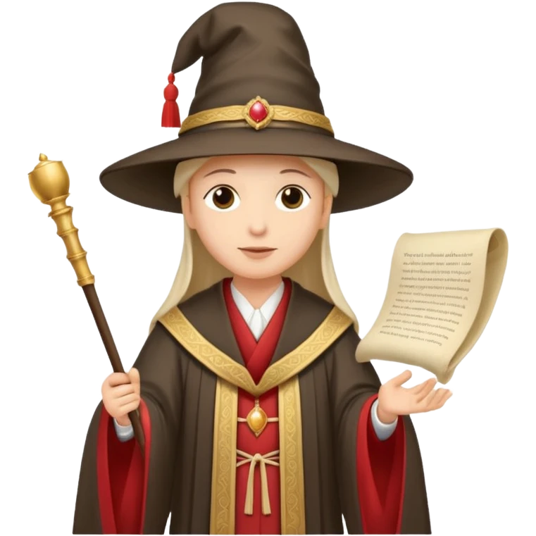 Elegant noble in long robes with tall hat, holding a scroll of orders.
 emoji