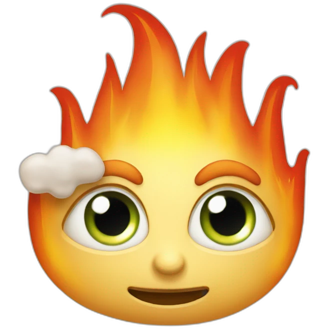 flamme avec des yeux qui sourit emoji