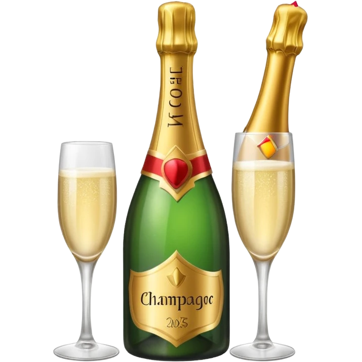 girl with Champagne bottle with party cap, only bottle. emoji