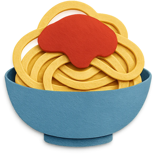 spaghetti with layered paper effect emoji