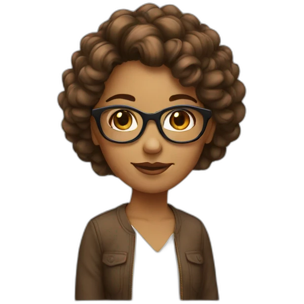 girl with glasses hair brown emoji