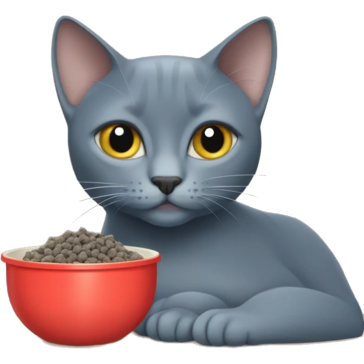 Russian Blue eating cat food emoji