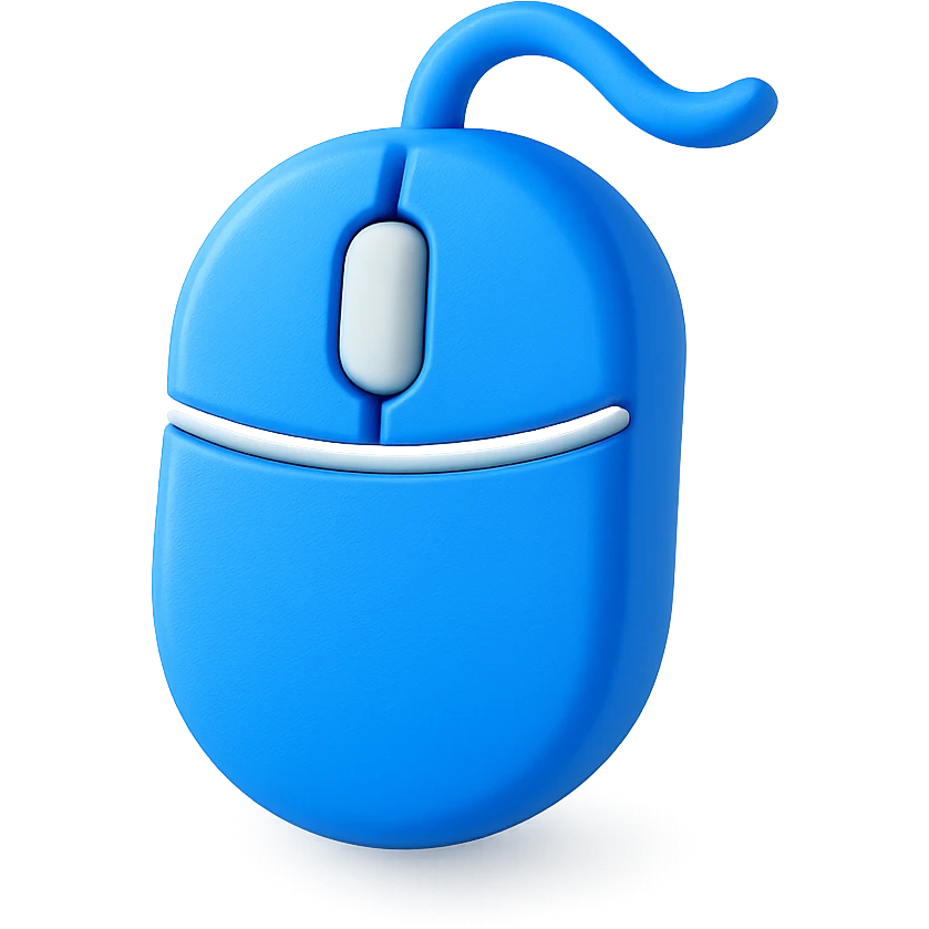 A 3D blue computer mouse. emoji