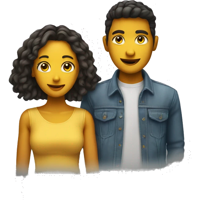 Two young people with yellow skin, one man and one woman, they are chatting. emoji