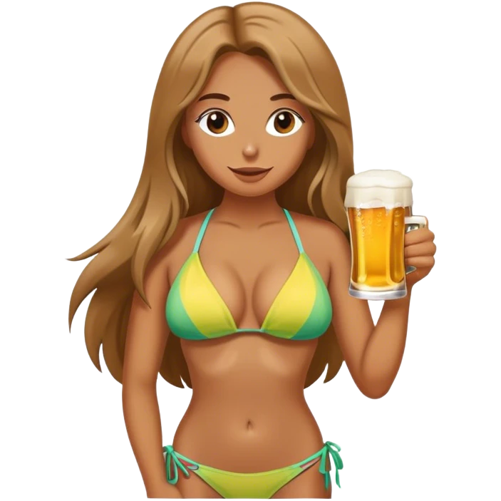 Surfer in a bikini drinking a beer emoji