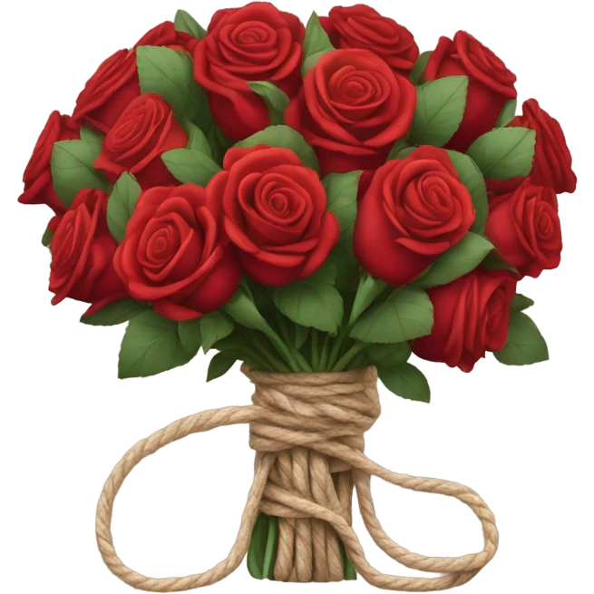 Big Bouquet red roses binded with rope. No white inbetween the roses emoji
