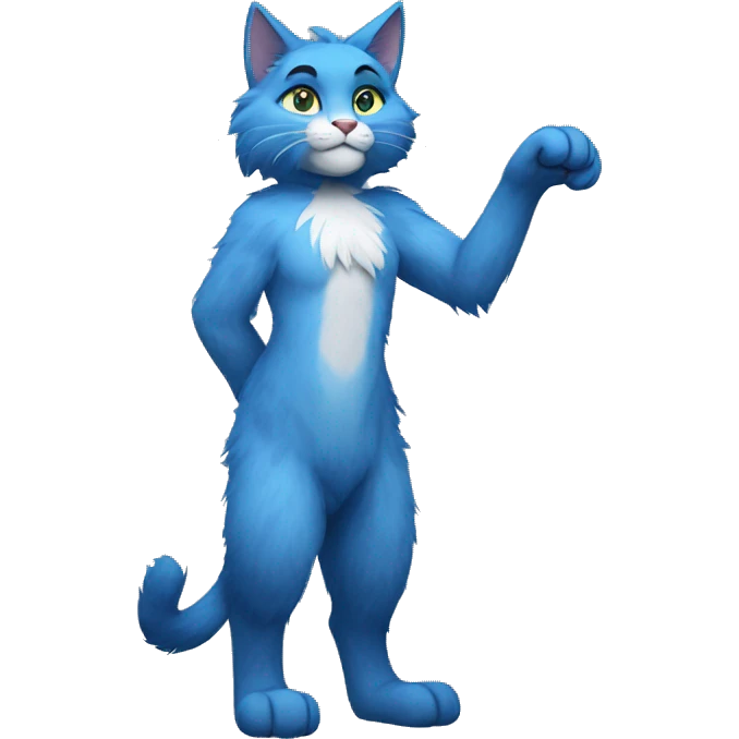blue furry anthro cat full body emoji