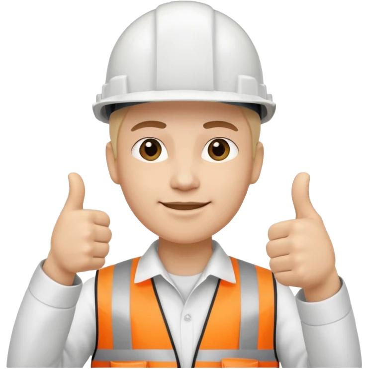 Cara de persona con casco blanco inginierl civil con pulgar arriba emoji