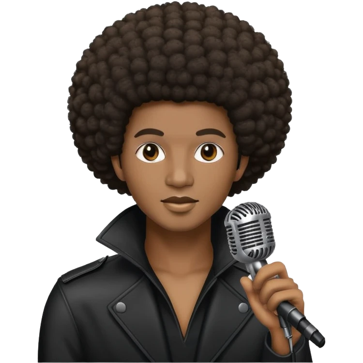 soul music singer with microphone and afro hairstyle emoji